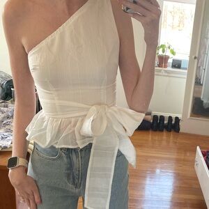 Petal + Pup One Shoulder Tie Blouse